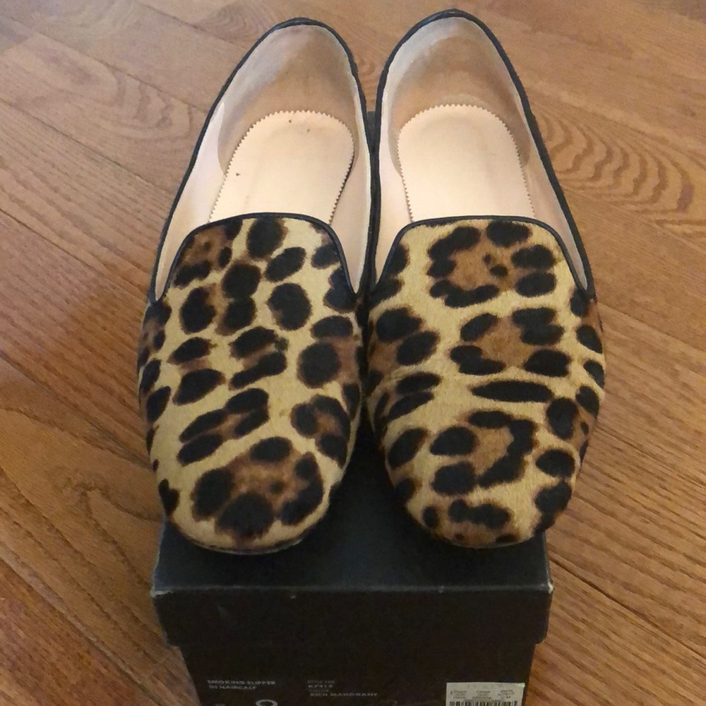 J.Crew Leopard Smoking Slippers
